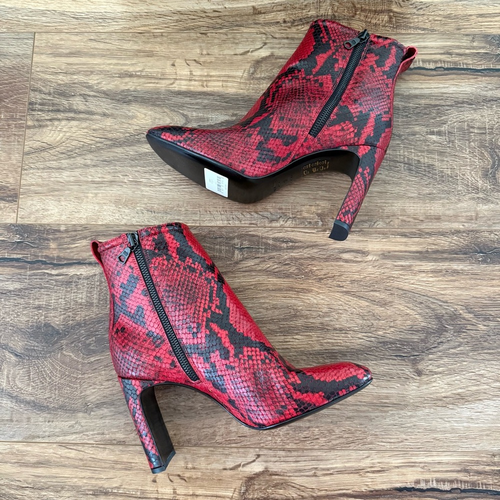 RAG & BONE Ellis Ankle Boot in Red Snakeskin Embossed Leather Size 7 NWT - Picture 7 of 14